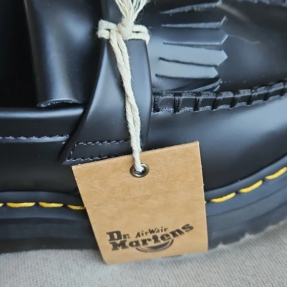 Dr Martens Adrian Quad Platform Tassel Loafers Black Leather- Unisex M6, W7 - Picture 4 of 10